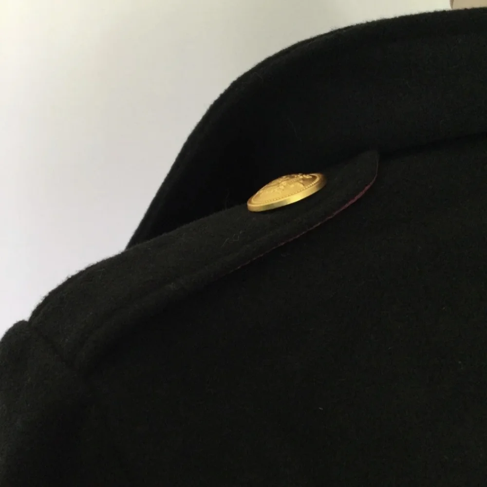 Rebecca Minkoff Black Wool Military Peacoat